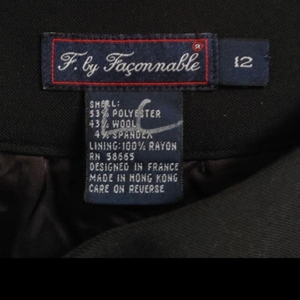 F. by Façonnable Black Semi-Wrap Gabardine Long Skirt Size L - Picture 3 of 11